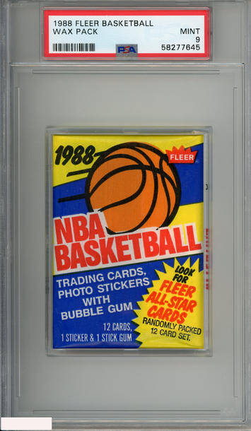 1988 FLEER BASKETBALL WAX PACK WAX PACK # WITH BUBBLE GUM PSA 9 MINT