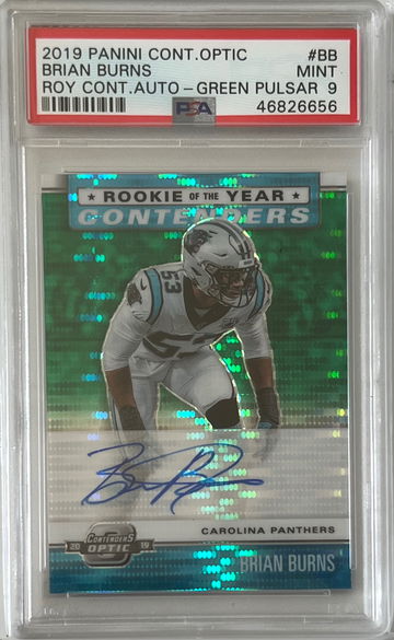 2019 Panini Contenders Optic Brian Burns RC Auto Green Pulsar 1/27 PSA 9 Pop 1