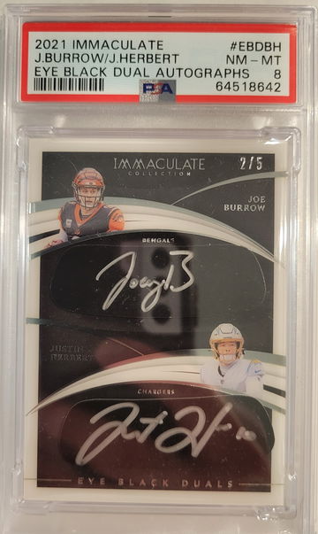 2021 Immaculate Dual Eye Black AUTO Joe Burrow and Justin Herbert