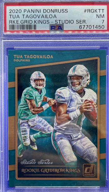 2020 Donruss Rookie Gridiron Kings Studio Series Tua Tagovailoa /100 PSA 7 NM RC
