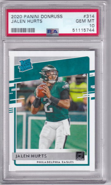 Jalen Hurts 2020 Donruss Rated Rookie Paper RC #314 PSA 10