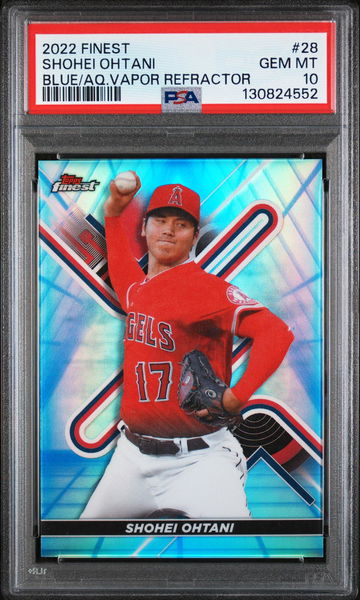 2022 Finest Blue Aqua Vapor Refractors Shohei Ohtani #28 /250 PSA 10