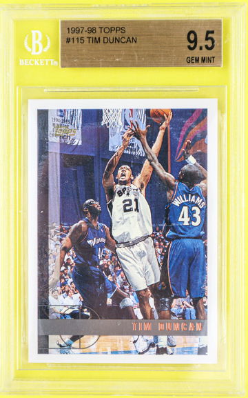 Sub on Back Tim Duncan RC 1997-98 Topps BGS 9.5 Gem Mint #115