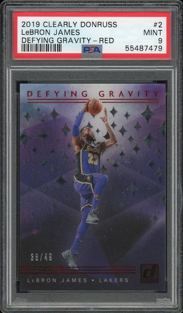 2019-20 Clearly Donruss Lebron James #2 Red Defying Gravity #/49 Lakers PSA 9