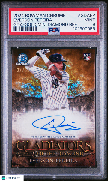 2024 Bowman Chrome Gladiators Of The Diamond Autographs Everson Pereira #GDAEP Gda Gold Mini Ref /50 PSA 9