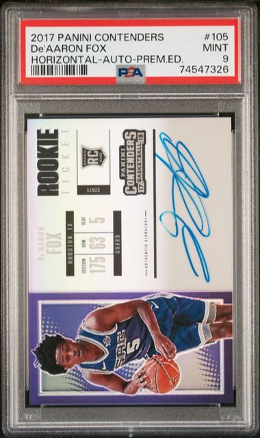 2017 Panini Contenders De'Aaron Fox Horizontal RC Auto PSA 9