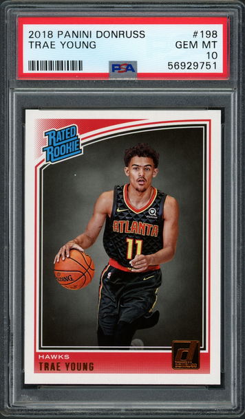2018 Panini Donruss Trae Young #198 Rated Rookie - PSA 10 - Atlanta Hawks