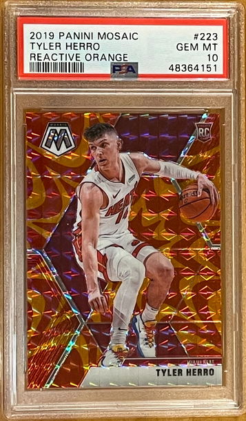2019 Panini Mosaic Reactive Orange Prizm Tyler Herro RC Rookie #223 PSA 10