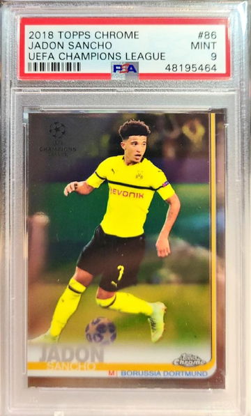 Jadon Sancho Topps Chrome UEFA Champions League PSA 9