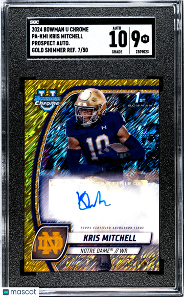 2024 Bowman U Chrome Kris Mitchell #PA-KMI Pros. Autograph Gold Shimmer Refractor SGC 9 Auto 10