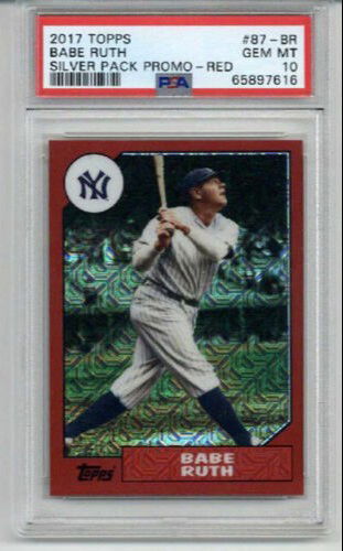 2017 TOPPS SILVER PACK PROMO RED #87-BR BABE RUTH CARD YANKEES LE 15/20 PSA 10