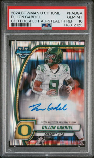 2024 Bowman University Chrome Bowman Chrome Prospect Autographs Stealth Refractor Dillon Gabriel #PADGA PSA 10