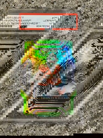 Javonte Williams 2021 Select Die Cut Neon Green Prizm #’d/349 PSA 10 GEM MINT