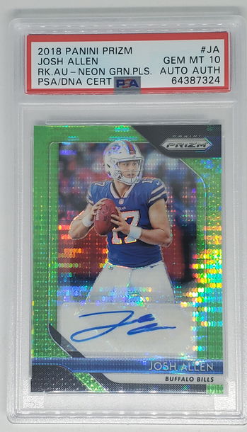 2018 Prizm Neon Green Pulsar Auto Josh Allen PSA 10