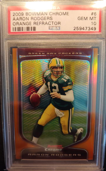2009 Bowman Chrome Aaron Rodgers orange refractor #20/25 PSA 10