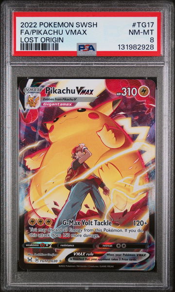 2022 Pokemon Sword and Shield Lost Origin Trainer Gallery Pikachu Vmax #TG17 PSA 8