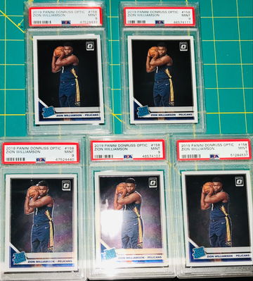 5x Zion Williamson Donruss Optic #158 PSA 9