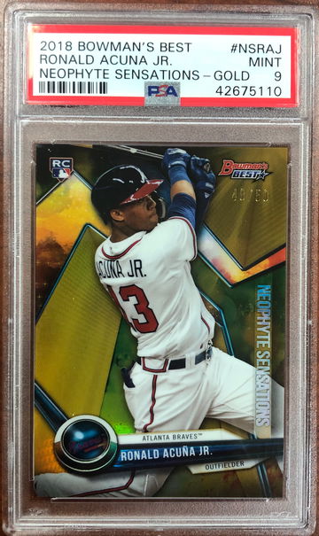 2018 Bowman’s Best Ronald Acuna Jr Neophyte Gold Refractor RC! SSP 48/50 PSA 9 MT