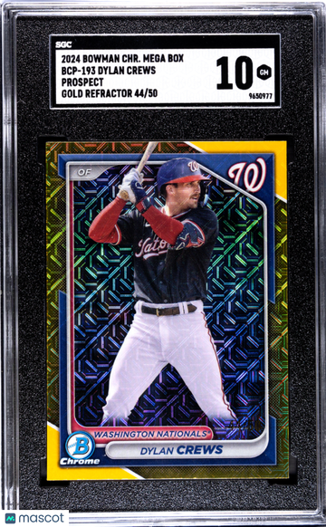 2024 Bowman Chrome Mega Box Dylan Crews #BCP-193 Prospect Gold Refractor SGC 10