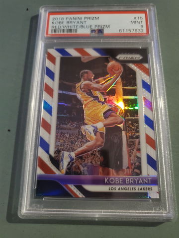 KOBE BRYANT 2018-19 PRIZM RED WHITE BLUE PSA 9