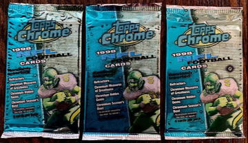 No Reserve ~ 3 Hobby Packs 1998 Topps Chrome Football Factory Sealed ~ Look For PEYTON MANNING & MOSS Refractor RC