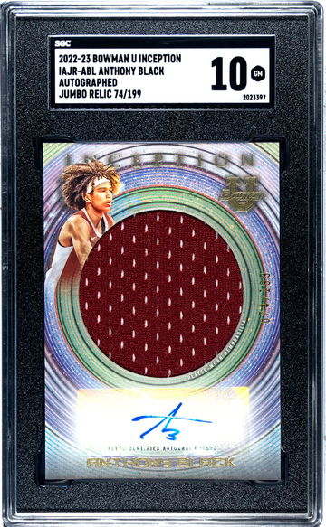 2022-23 Bowman Inception Black Anthony Black #IAJR-ABL Auto Jumbo Relic /199 SGC 10