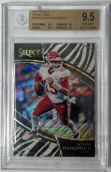 2018 SELECT PATRICK MAHOMES ZEBRA BGS 9.5