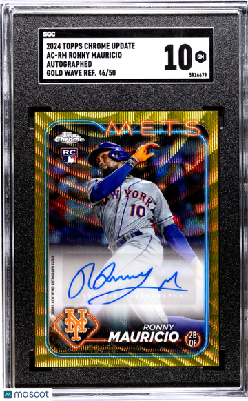 2024 Topps Chrome Update Ronny Mauricio #AC-RM Autograph Gold Wave Refractor SGC 10