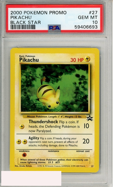 2000 POKEMON PROMO BLACK STAR PIKACHU #27 BLACK STAR PSA 10 GEM MT