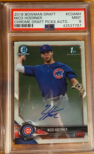 Nico Hoerner 2018 Bowman chrome auto PSA 9
