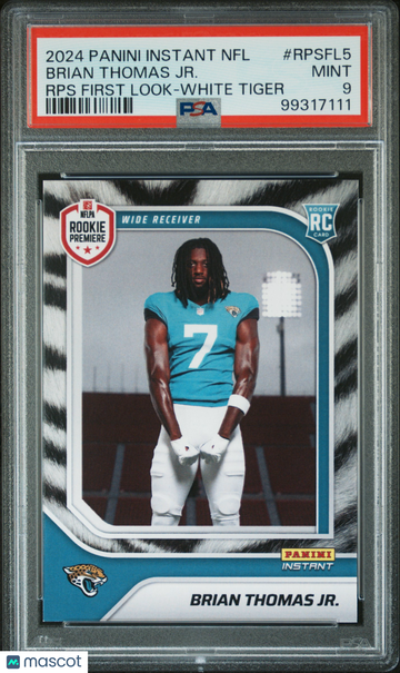 2024 Panini Instant NFL RPS First Look Brian Thomas JR. #RPSFL5 White Tiger Rookie PSA 9