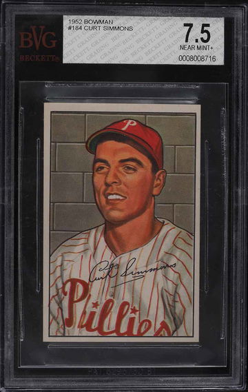 1952 Bowman Baseball Curt Simmons #184 BGS 7.5