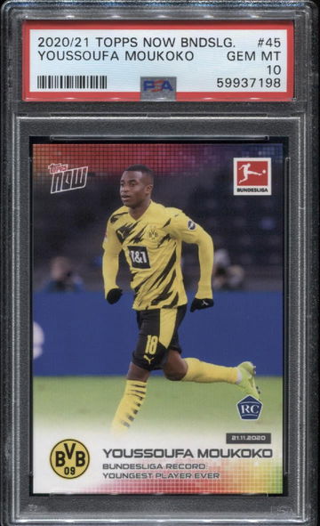 2020 Topps Now Bundesliga #45 Youssoufa Moukoko RC PSA 10 Gem Mint *7198