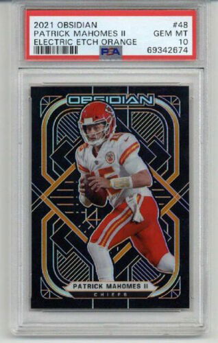 2021 PANINI OBSIDIAN ELECTRIC ETCH ORANGE PATRICK MAHOMES LE 10/75 PSA 10