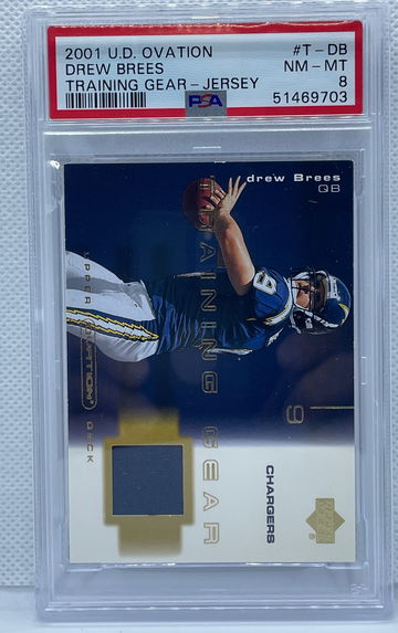 2001 Upper Deck Ovation Drew Brees #T-DB Training Gear Jersey PSA 8 NM-MT