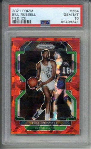 2021 PANINI PRIZM RED ICE #254 BILL RUSSELL CARD BOSTON CELTICS PSA 10 LOW POP