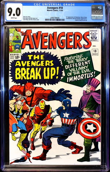 AVENGERS #10 (1964) 🔥 1st appearance IMMORTUS (KANG) 🔥 CGC 9.0 - WHITE