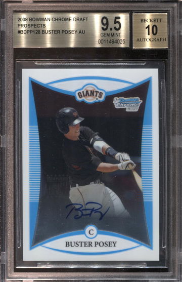 BUSTER POSEY 2008 BOWMAN CHROME AUTO 9.5