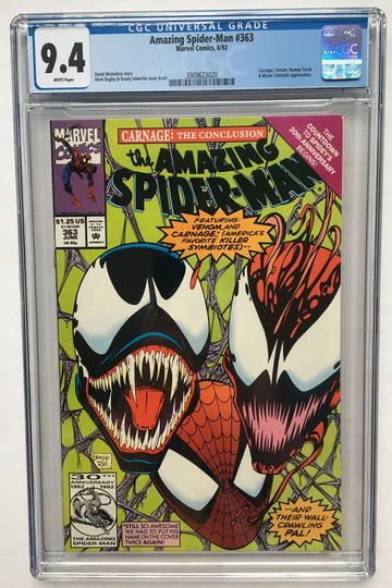 AMAZING SPIDER-MAN #363 CGC 9.4 (!?!) PERFECTLY CENTERED! FREE S/H.