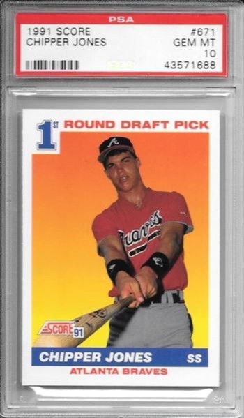 1991 Score Chipper Jones RC, PSA 10 - 20% below comps