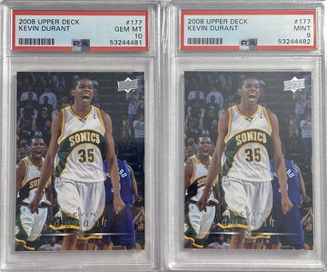 KEVIN DURANT 2nd Year LOT PSA 10 & 9 ~POP 23~ 2008 UPPER DECK #177 WARRIORS NETS