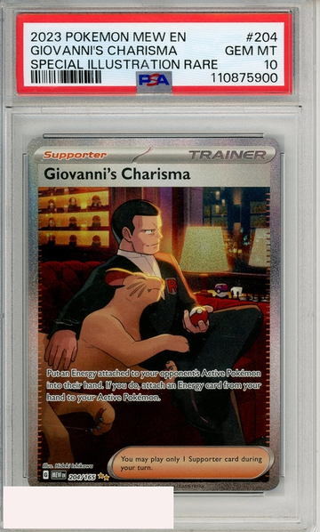 2023 POKEMON MEW EN-151 GIOVANNI S CHARISMA #204 SIR PSA 10 GEM MT