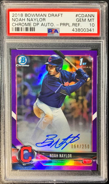 2018 Bowman Chrome Purple Auto #64/250 Bo Noah Naylor PSA 10