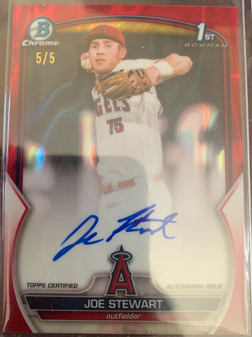 2023 Bowman Chrome Red Wave Auto, 1st Bowman, 5/5 Joe Stewart