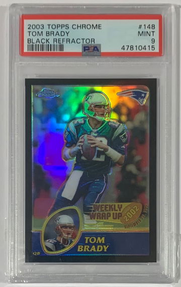 2003 Topps Chrome Tom Brady #148 Black Refractor WWU PSA 9
