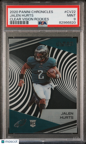 Jalen Hurts 2020 Panini Chronicles Clear Vision Rookies RC PSA9 MINT Eagles