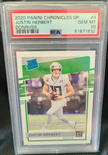 2020 chronicles draft picks donruss rated rookies 4 Justin herbert psa 10