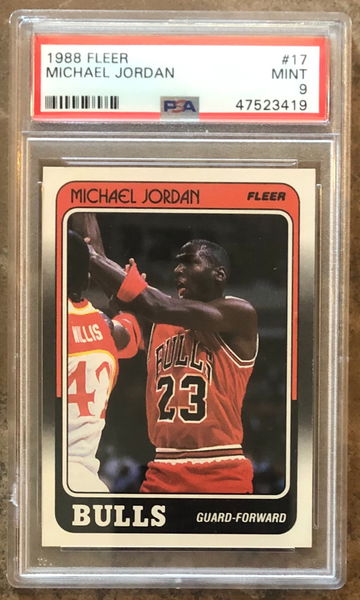1988 Fleer Michael Jordan Note bottom left side near edge has a bubble and crack on inside