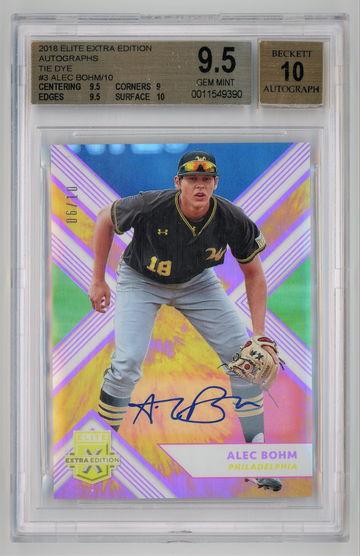 2018 Elite Extra Edition Autographs Tie Dye /10 Alec Bohm BGS 9.5 w 10 Auto Pop 1!!!