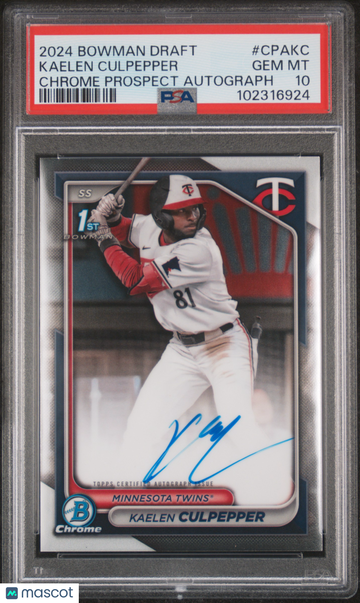 2024 Bowman Draft Chrome Prospect Autographs Kaelen Culpepper #CPAKC PSA 10